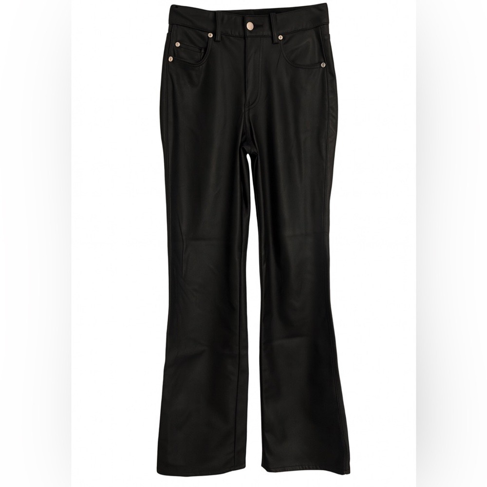H&M Faux Leather 5-Pocket Pants – Size 4, Black Straight leg